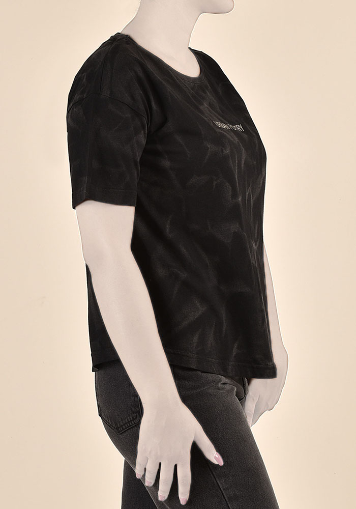 تیشرت آستین کوتاه زنانه یقه گرد با شست  و چاپ 2471