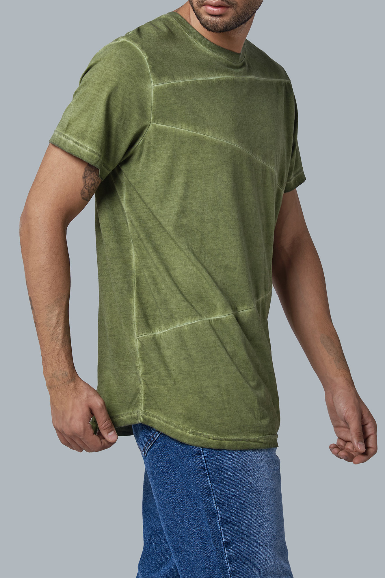 تی شرت یقه گرد آستین کوتاه 4 تیکه رنگرزی شده