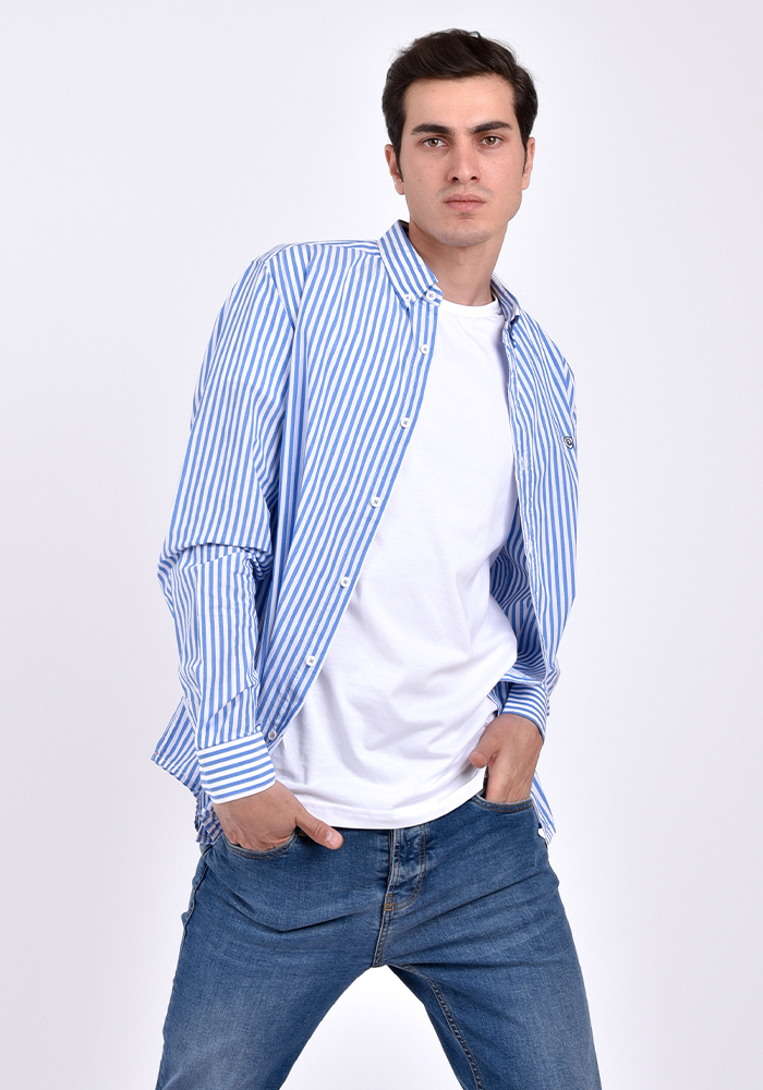 پیراهن راه راه یقه دار اسلیم