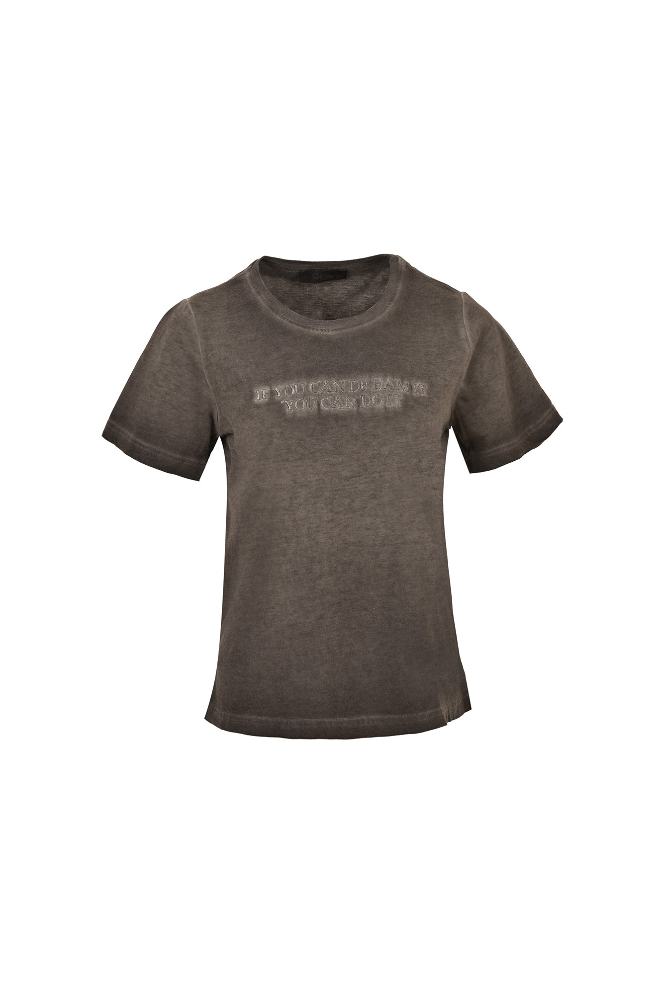 تی شرت زنانه یقه گرد رنگرزی گلدوزی دار