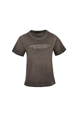 تی شرت زنانه یقه گرد رنگرزی گلدوزی دار