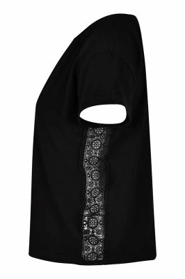 تی شرت زنانه یقه گرد پهلو نوار دار