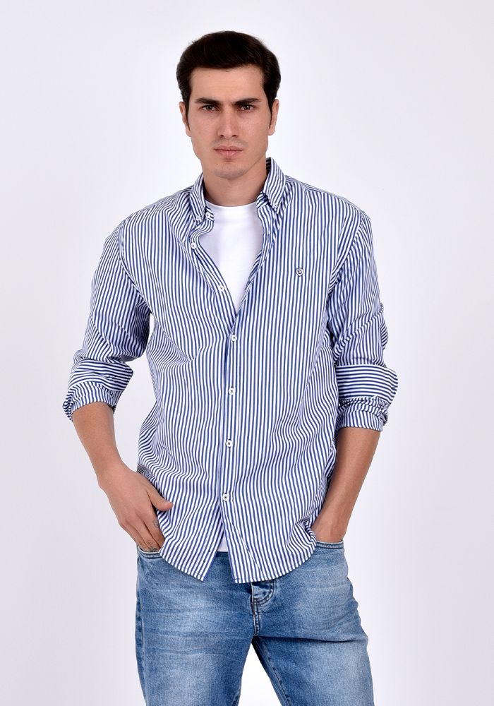 پیراهن راه راه یقه دار اسلیم