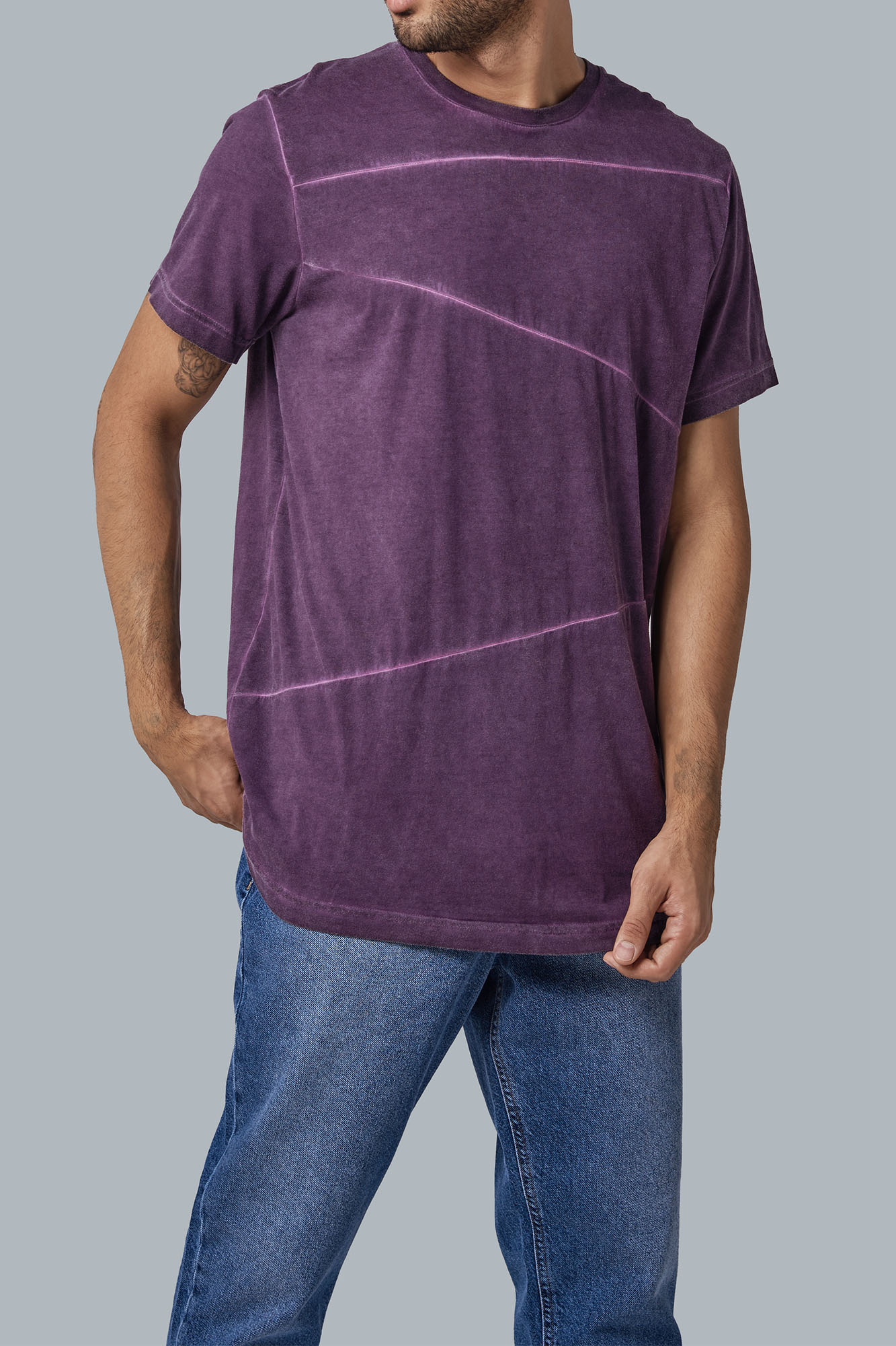 تی شرت یقه گرد آستین کوتاه 4 تیکه رنگرزی شده