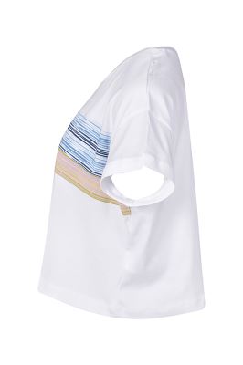 تی شرت زنانه یقه گرد چاپ و گلدوزی