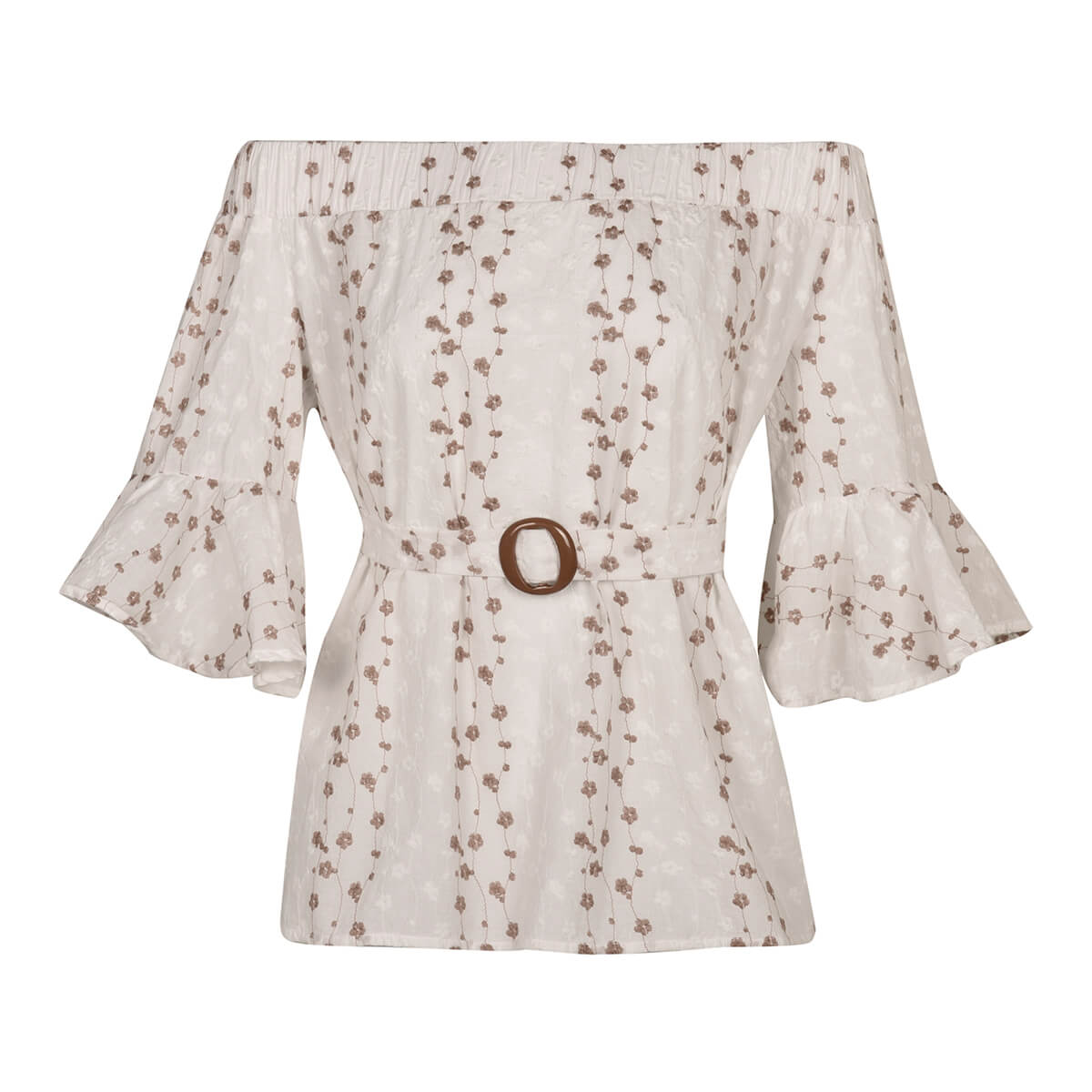 بلوز زنانه اف شولدر آستین رگلان