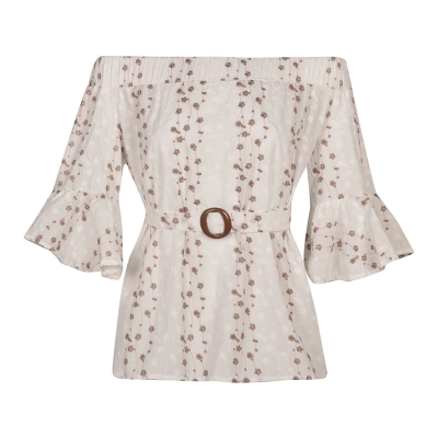 بلوز زنانه اف شولدر آستین رگلان