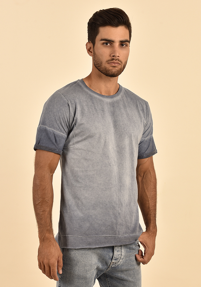 تی شرت یقه گرد سرشانه افتاده رنگرزی شده