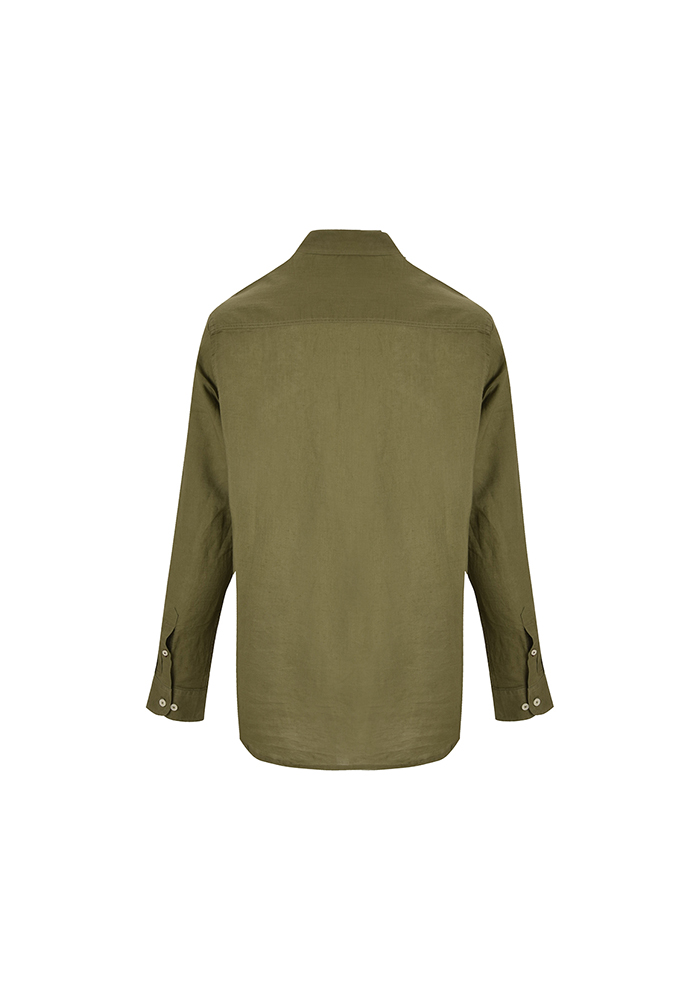 پیراهن آستین بلند یقه دار لینن