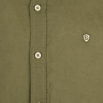 پیراهن آستین بلند یقه دار لینن