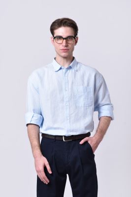 پیراهن آستین بلند یقه دار لینن