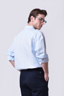 پیراهن آستین بلند یقه دار لینن