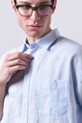 پیراهن آستین بلند یقه دار لینن