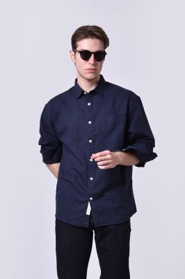 پیراهن آستین بلند یقه دار لینن