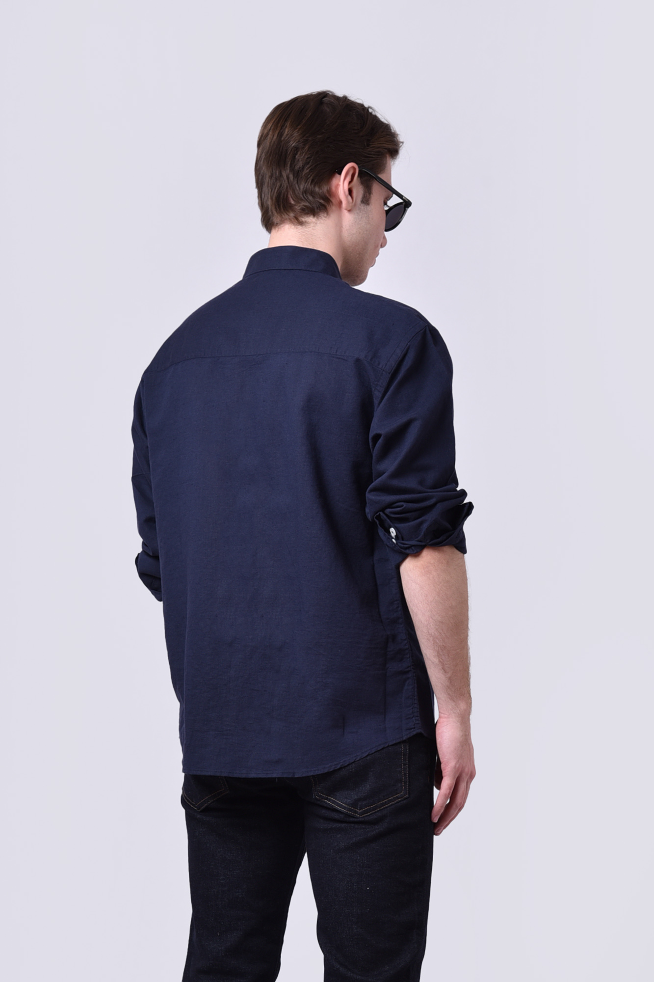 پیراهن آستین بلند یقه دار لینن