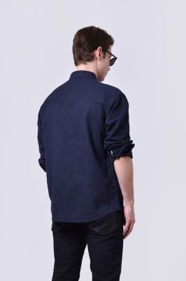 پیراهن آستین بلند یقه دار لینن