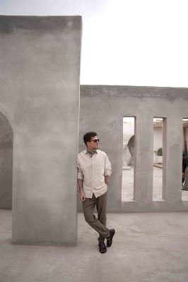 پیراهن آستین بلند یقه دار لینن