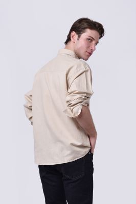 پیراهن آستین بلند یقه دار لینن