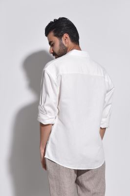 پیراهن آستین بلند یقه دار لینین