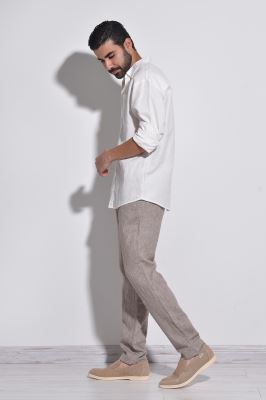 پیراهن آستین بلند یقه دار لینین