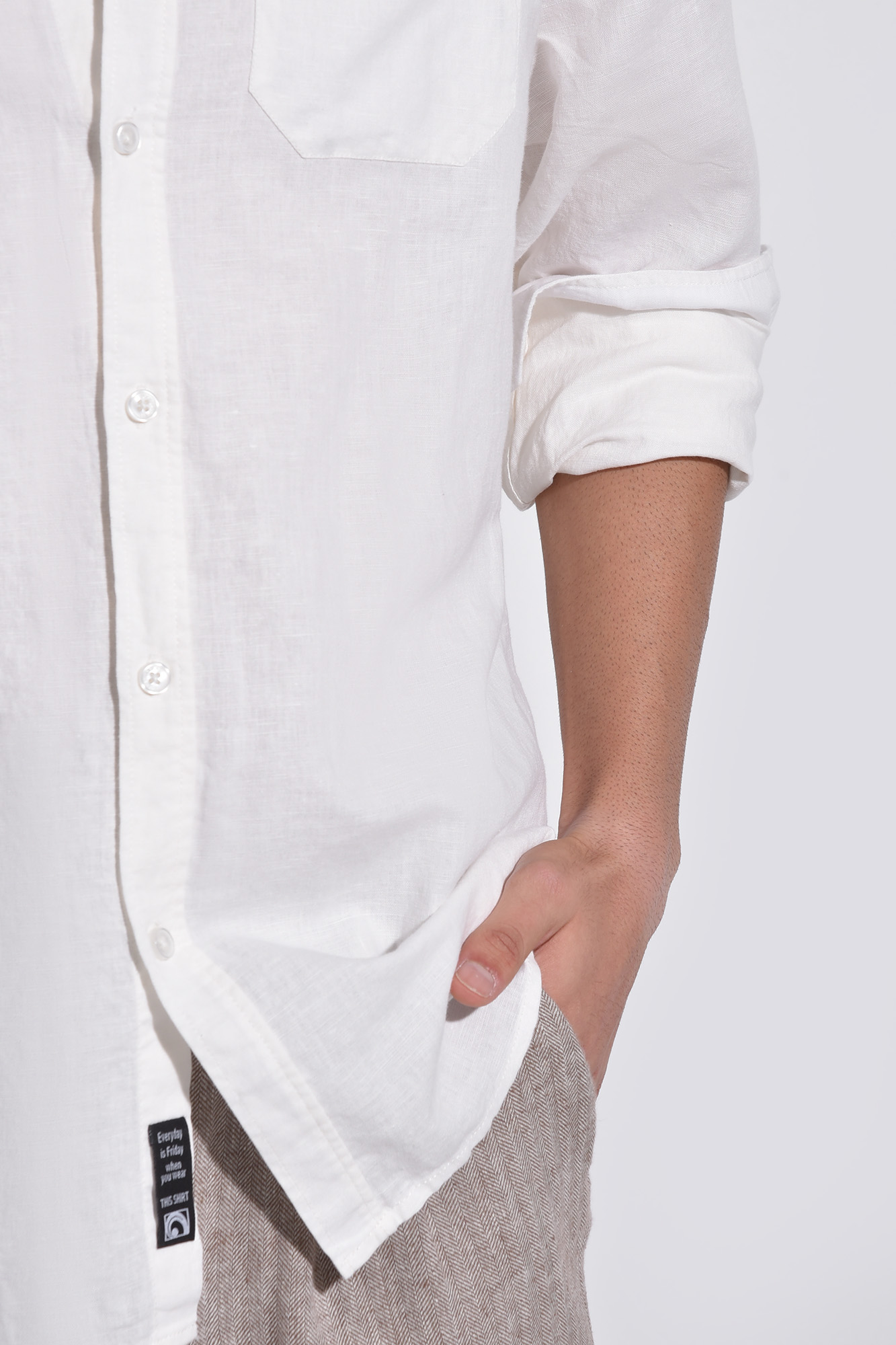 پیراهن آستین بلند یقه دار لینین