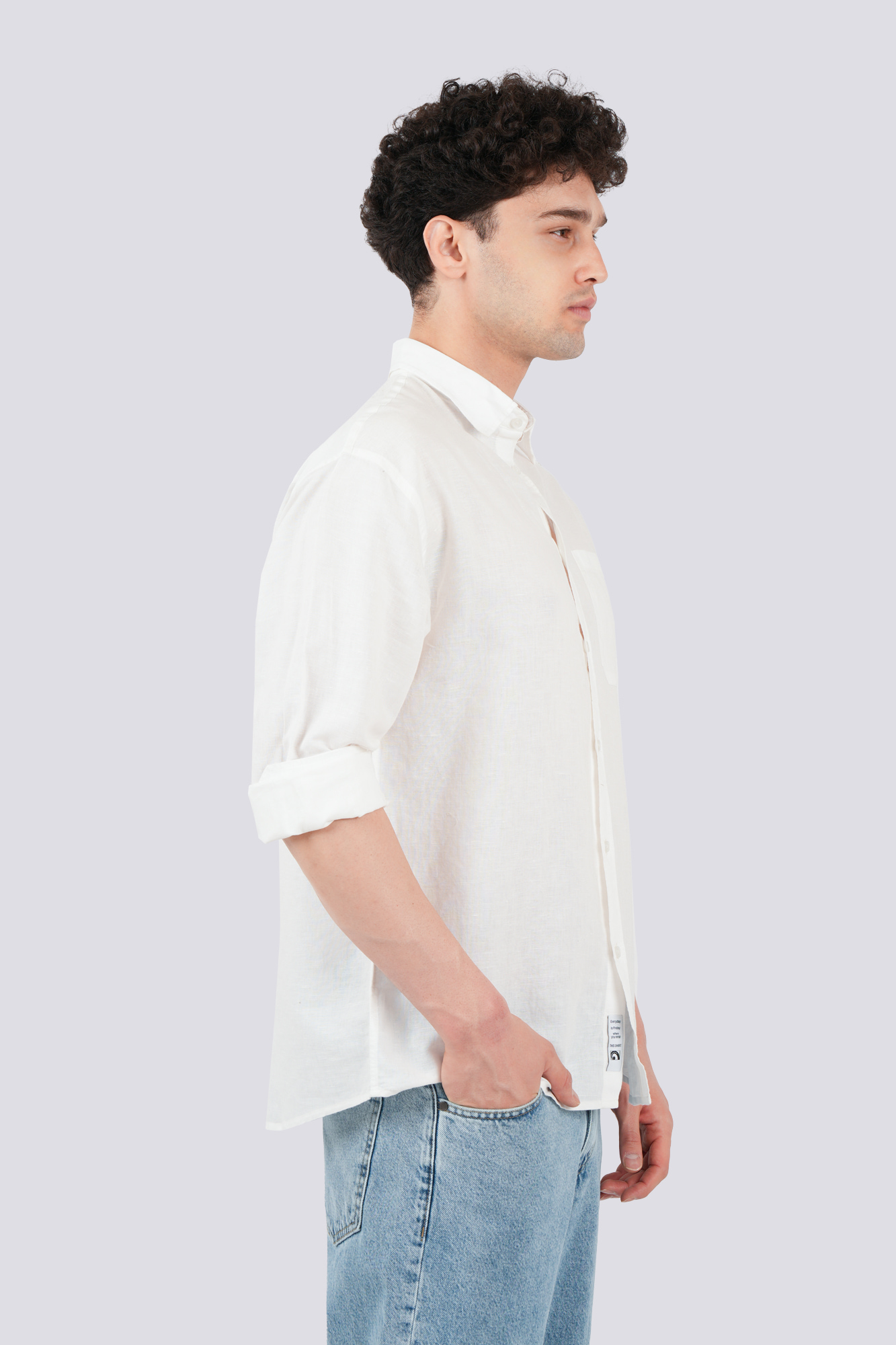 پیراهن آستین بلند یقه دار لینین