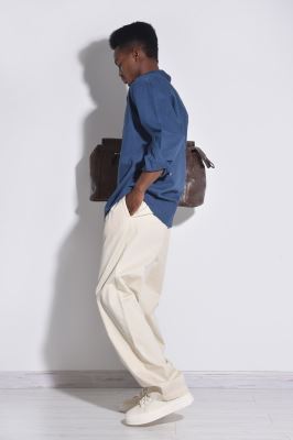 پیراهن آستین بلند یقه دار لینن