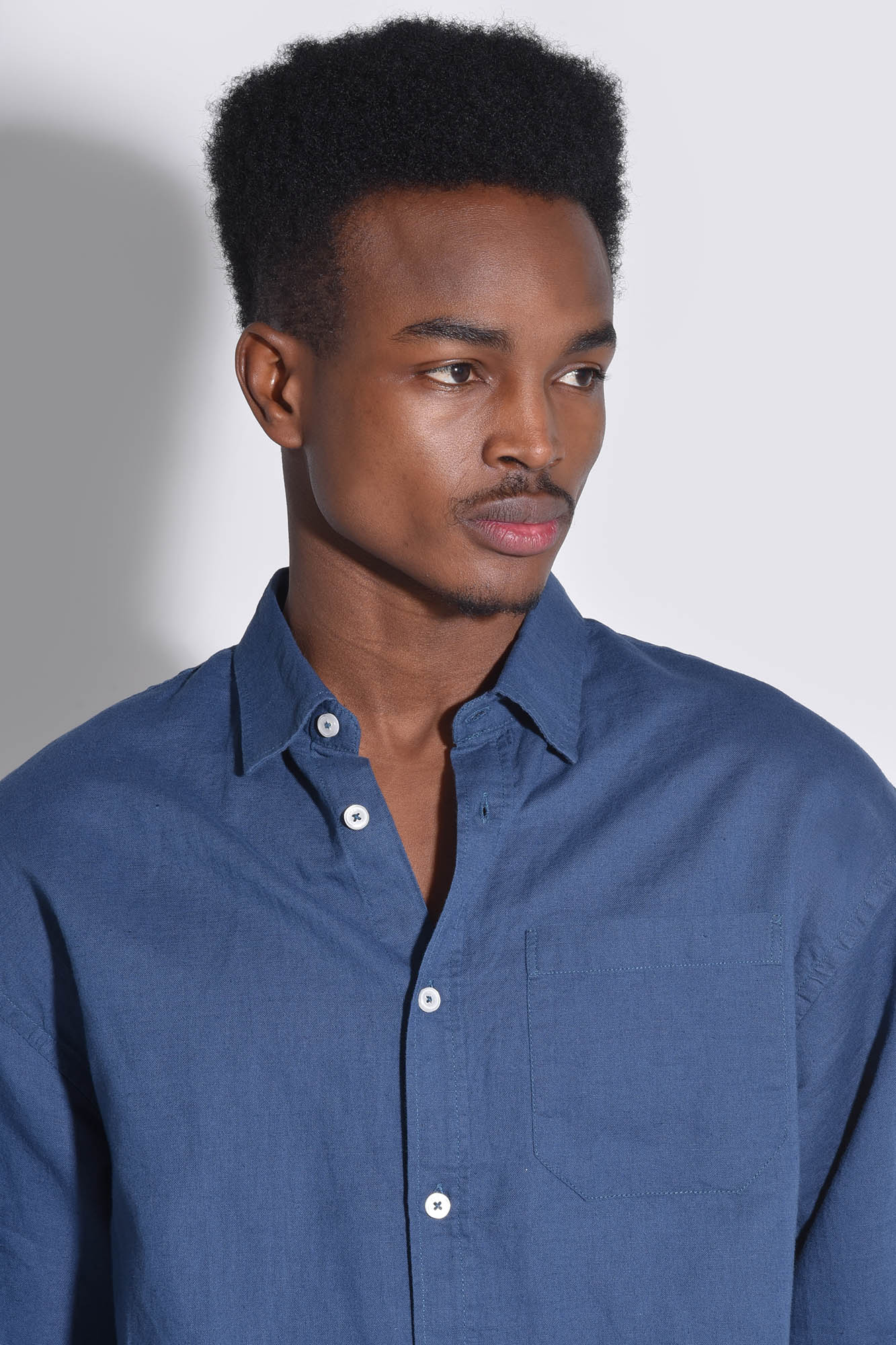 پیراهن آستین بلند یقه دار لینن