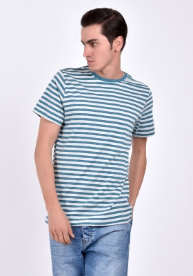 تی شرت یقه گرد راه راه آستین کوتاه