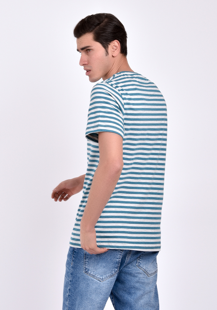 تی شرت یقه گرد راه راه آستین کوتاه