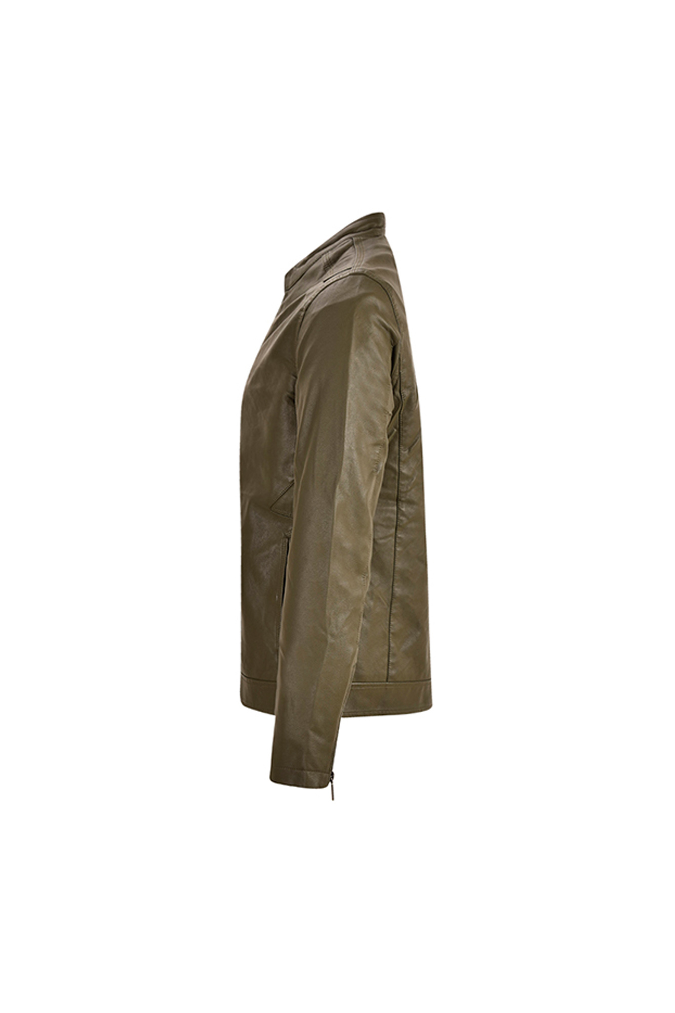 کاپشن چرم آستین زیپ دار دوجیب