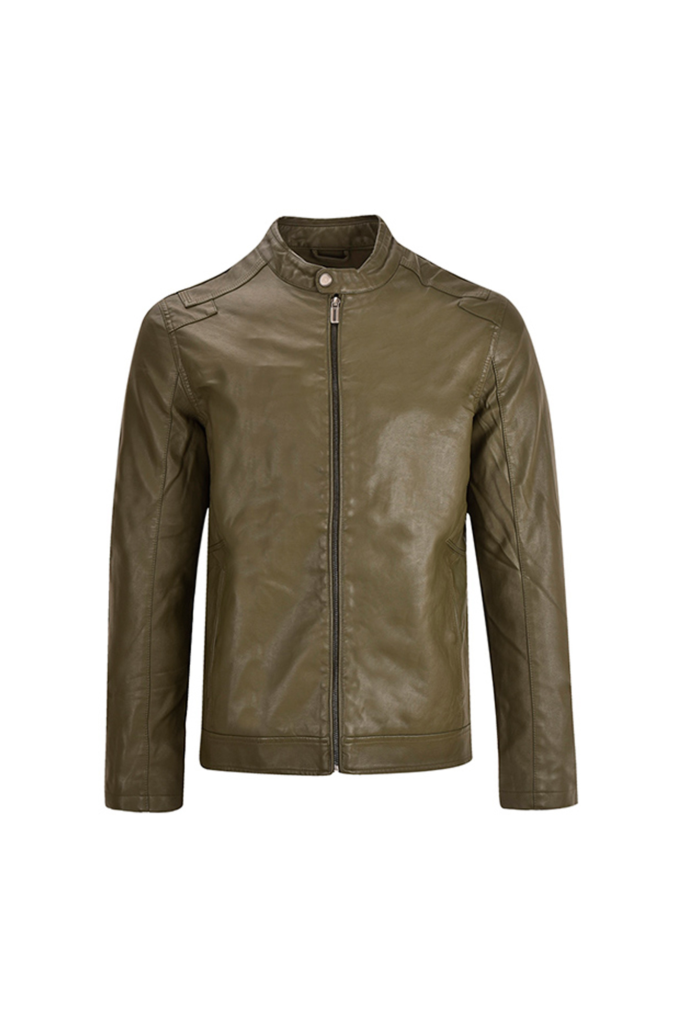 کاپشن چرم آستین زیپ دار دوجیب