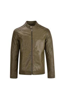 کاپشن چرم آستین زیپ دار دوجیب