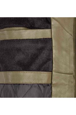 کاپشن چرم آستین زیپ دار دوجیب