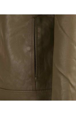 کاپشن چرم آستین زیپ دار دوجیب