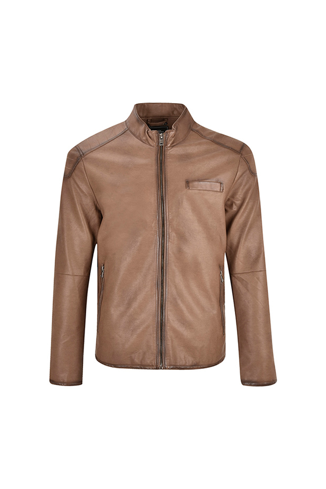 کاپشن چرم سرشانه دوخت پیش جیبدار