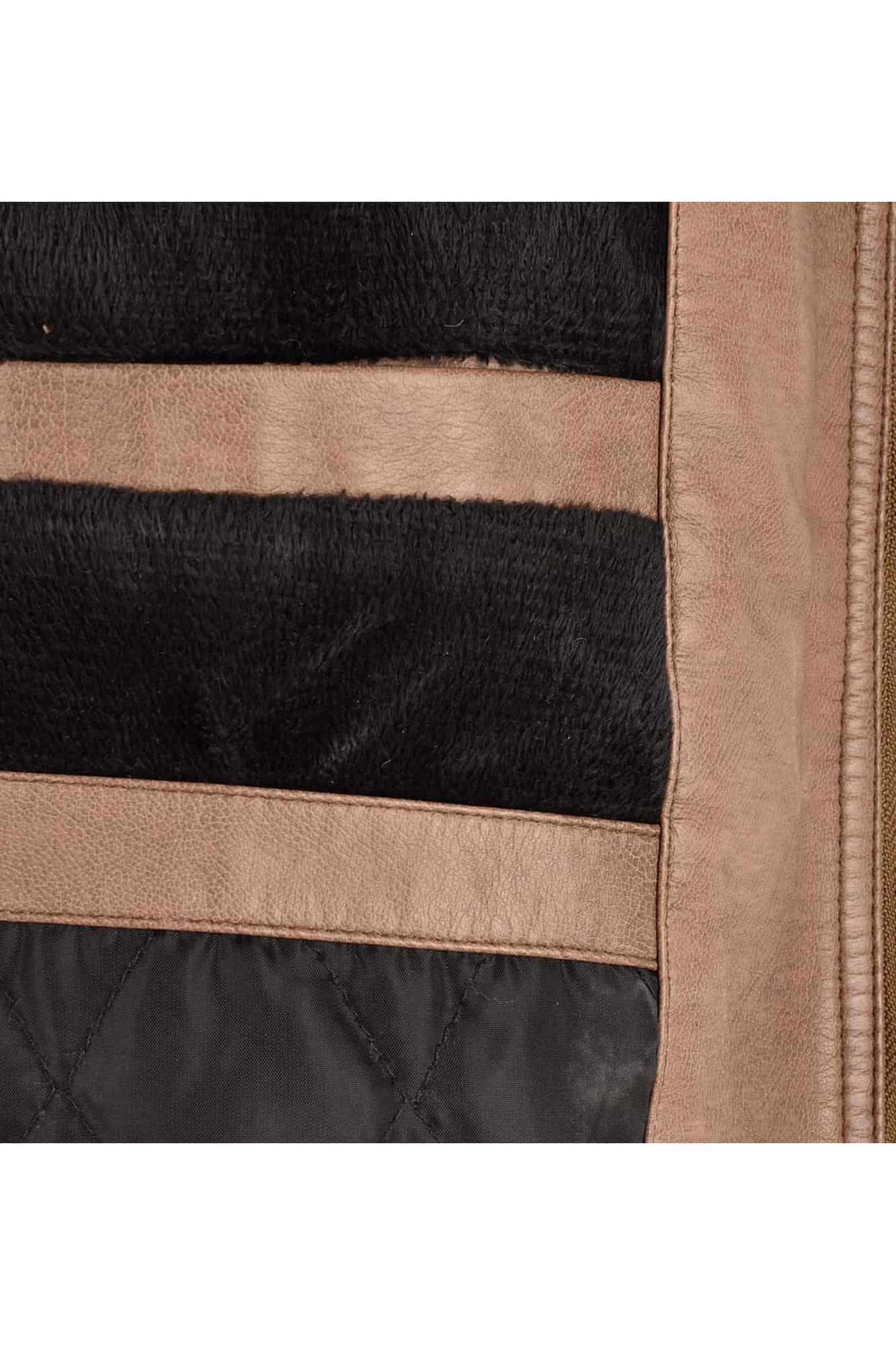 کاپشن چرم سرشانه دوخت پیش جیبدار