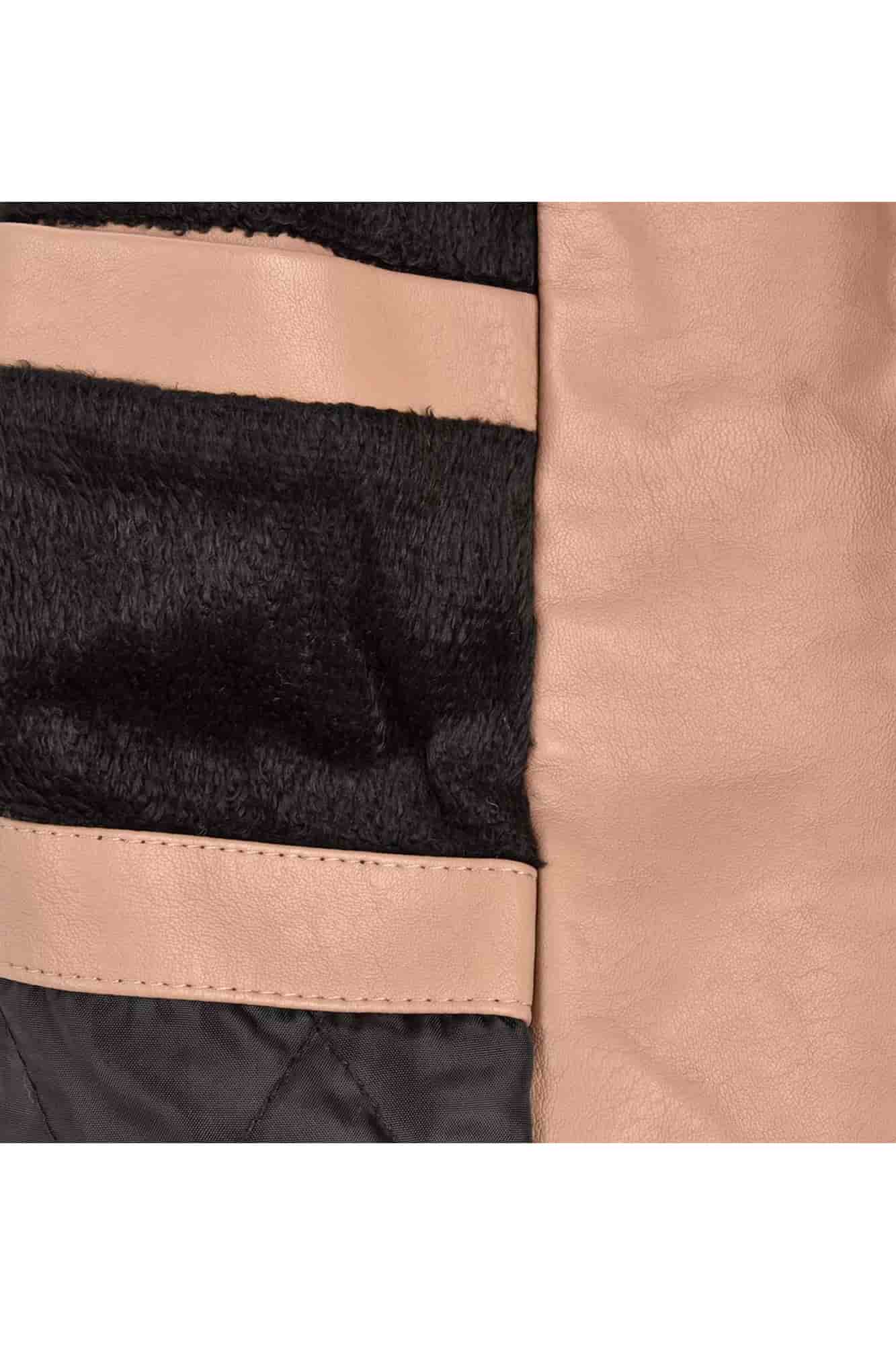 کاپشن چرم آستین زیپ دار