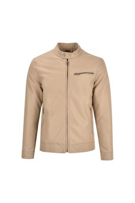 کاپشن چرم سه جیب زیپدار