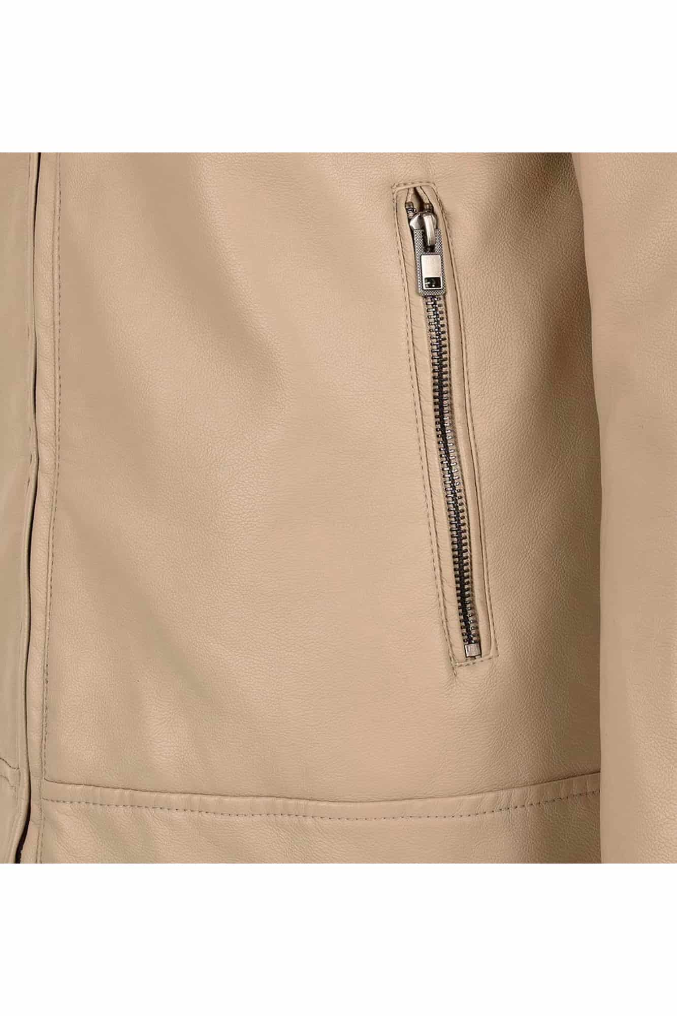 کاپشن چرم سه جیب زیپدار