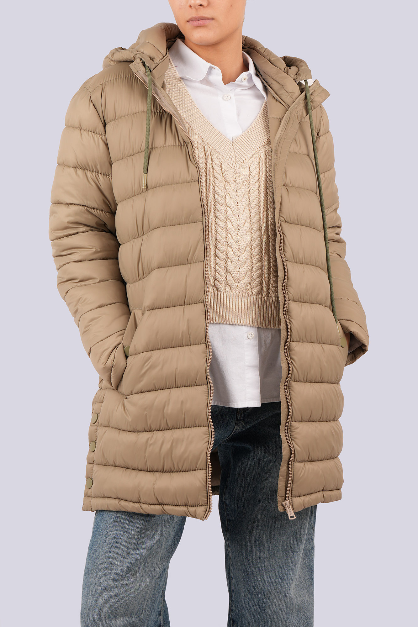 کاپشن بلند ساده زنانه