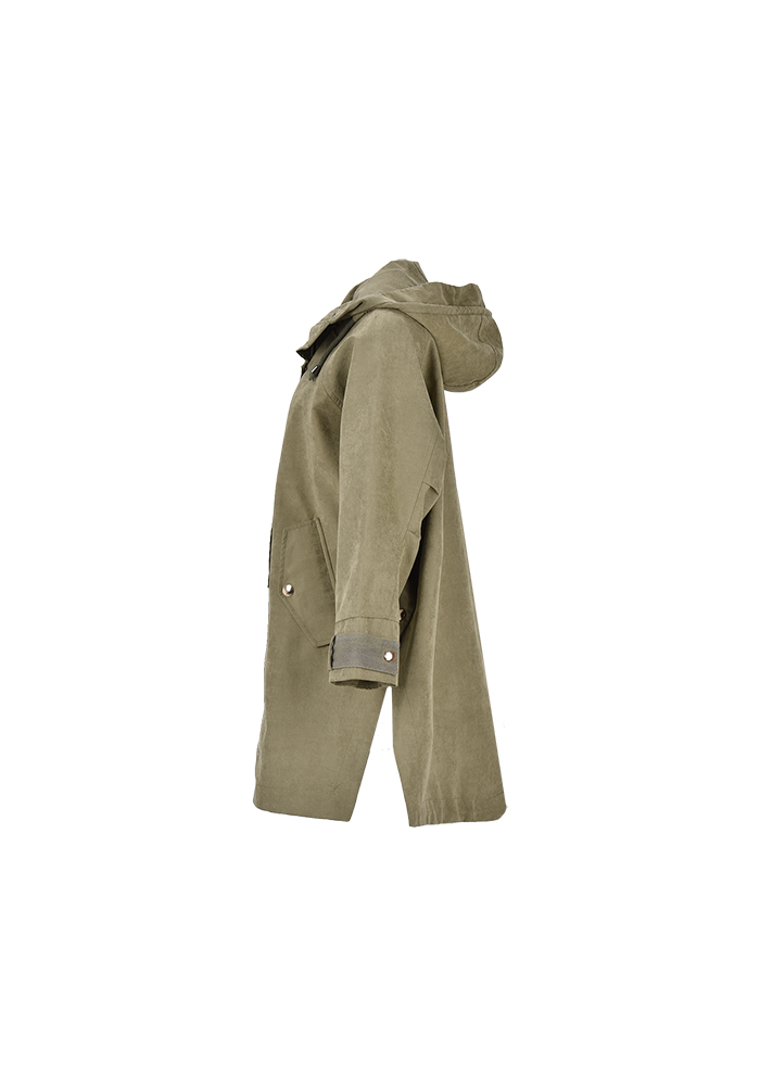 بارانی زنانه آستین رگلان کلاه دار