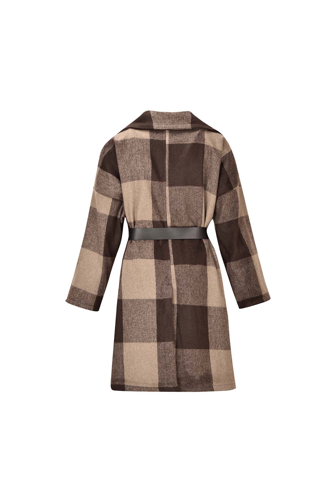 پالتو زمستانی کمردار چهارخانه