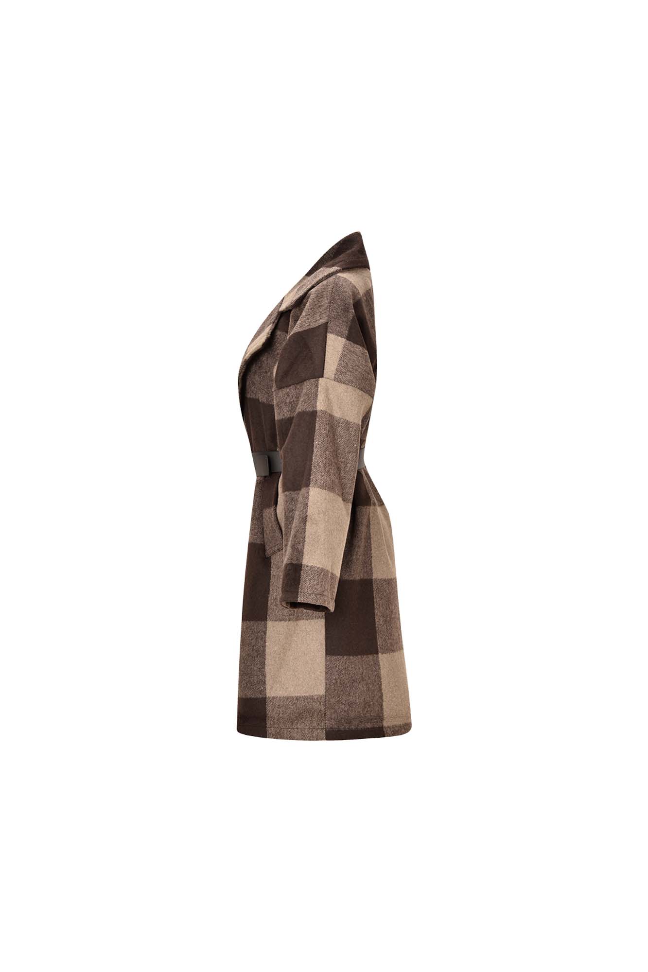 پالتو زمستانی کمردار چهارخانه