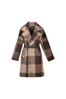 پالتو زمستانی کمردار چهارخانه