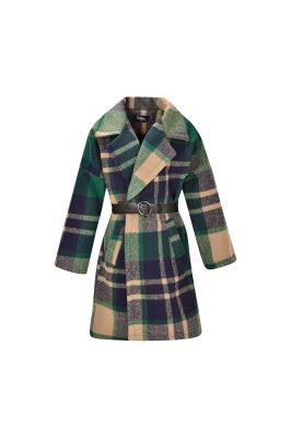 پالتو زمستانی کمردار چهارخانه