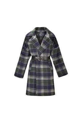 پالتو زمستانی کمردار چهارخانه