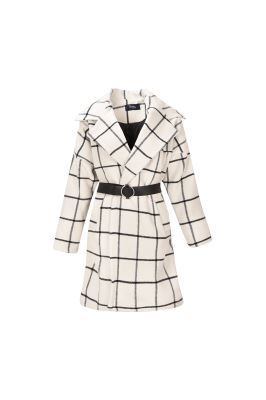 پالتو زمستانی کمردار چهارخانه