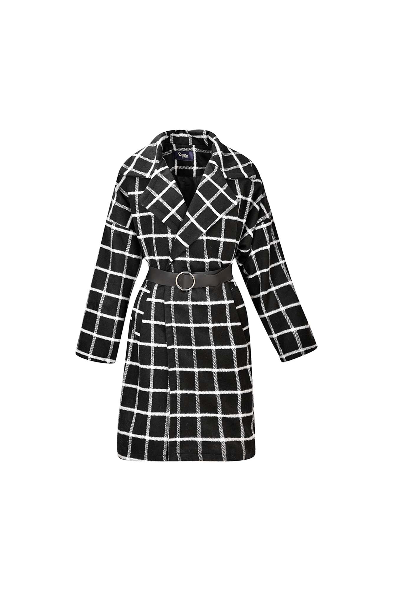 پالتو زمستانی کمردار چهارخانه