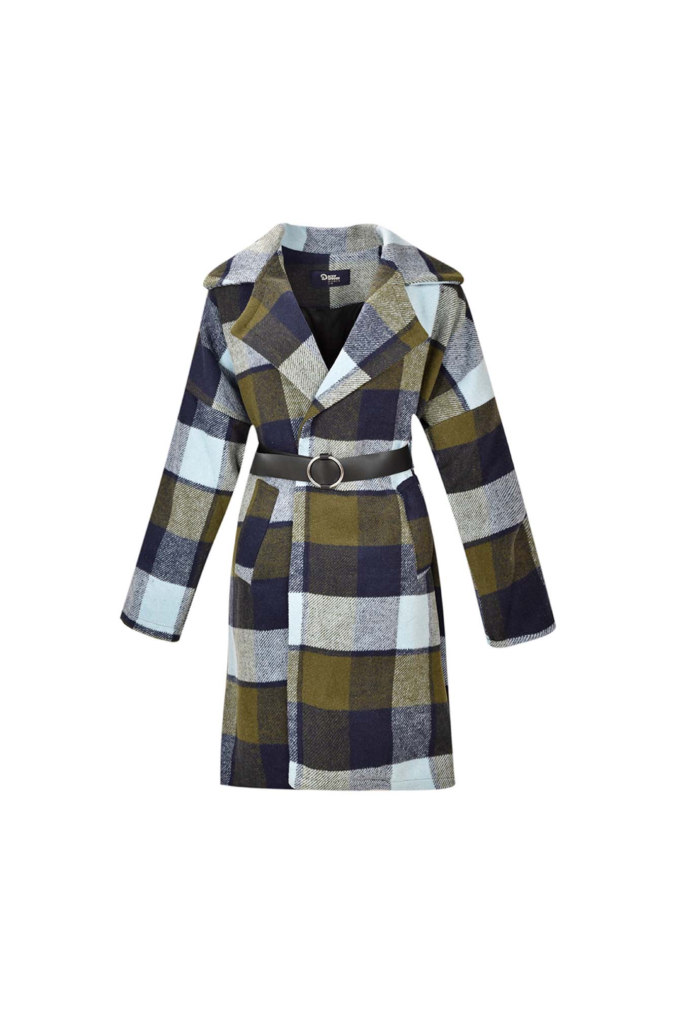 پالتو زمستانی کمردار چهارخانه